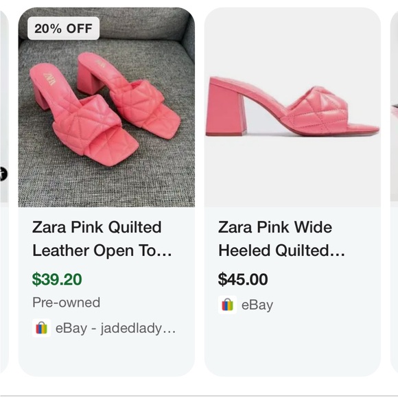 🩷 Zara pink quilted open toe faux leather heeled sandals gently used - Picture 6 of 7